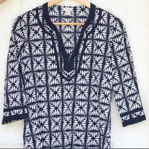 J Crew XS Navy & White Cotton Tunic